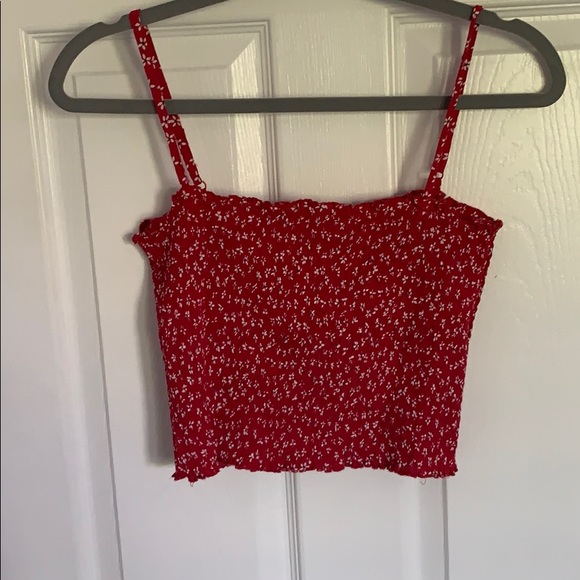 Brandy Melville red floral crop top - Picture 1 of 3